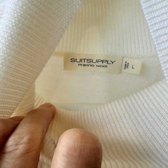 Suitsupply Off-White Merino Wool Turtleneck Sweater Men’s Size L D45 - Picture 8 of 9